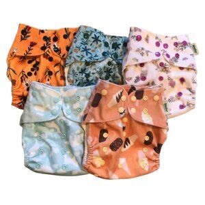 Girly Print Colorful Patterned Cloth Diapers Set Minky Fleece Exterior